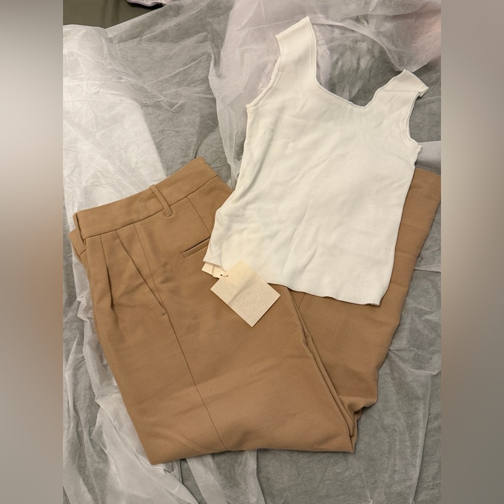 Wilfred Beige Tailored Trousers + Matching Tank Set (New With Tag)
